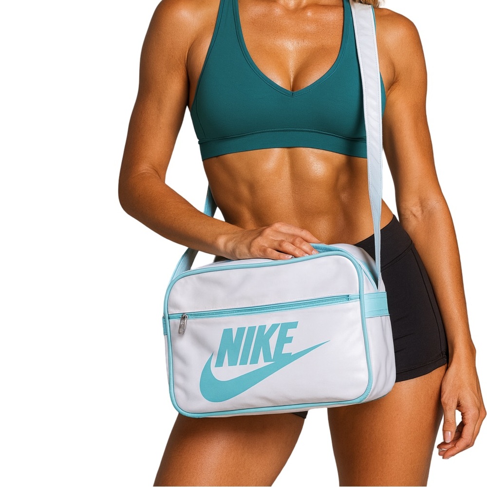 Nike Vintage Shoulder Bag White & Aqua Blue